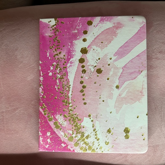 ÉCCOLO ~  NEW 8x10” WIDE RULED NOTEBOOK; PINK MARBLE + GOLD FOIL SPLATTER - Picture 4 of 5